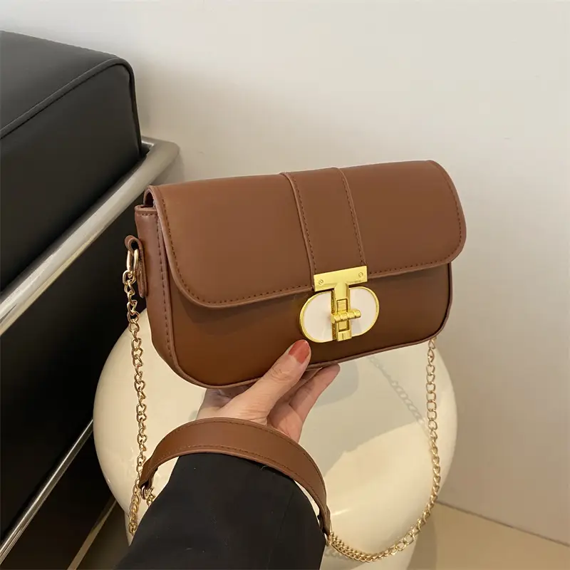 Small Black Crossbody Bag with Gold Clasp for Women - Image 8