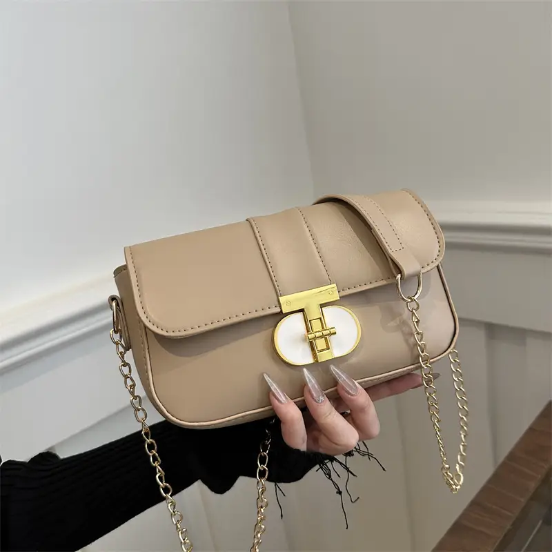Small Black Crossbody Bag with Gold Clasp for Women - Image 3