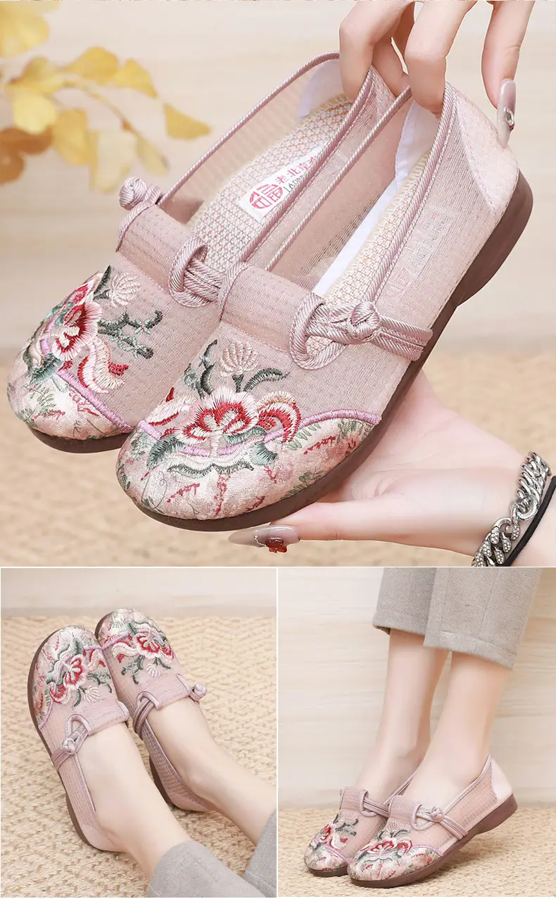 Old Beijing Cloth Shoes Women's Mesh Shoes Summer Slip-on Flat Moms Shoes Mesh Breathable Ethnic Style Embroidered Shoes — feature 14