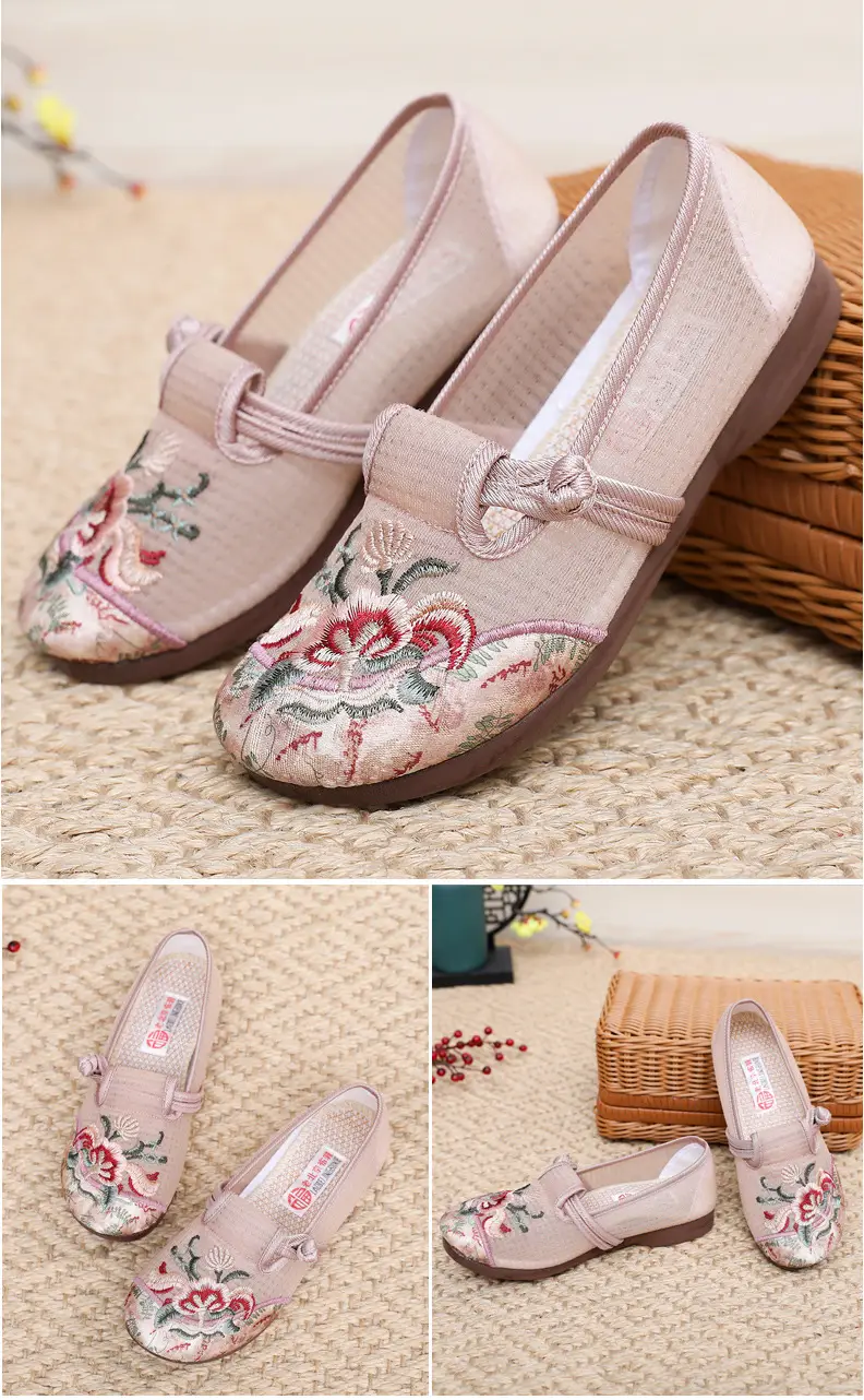 Old Beijing Cloth Shoes Women's Mesh Shoes Summer Slip-on Flat Moms Shoes Mesh Breathable Ethnic Style Embroidered Shoes — feature 25
