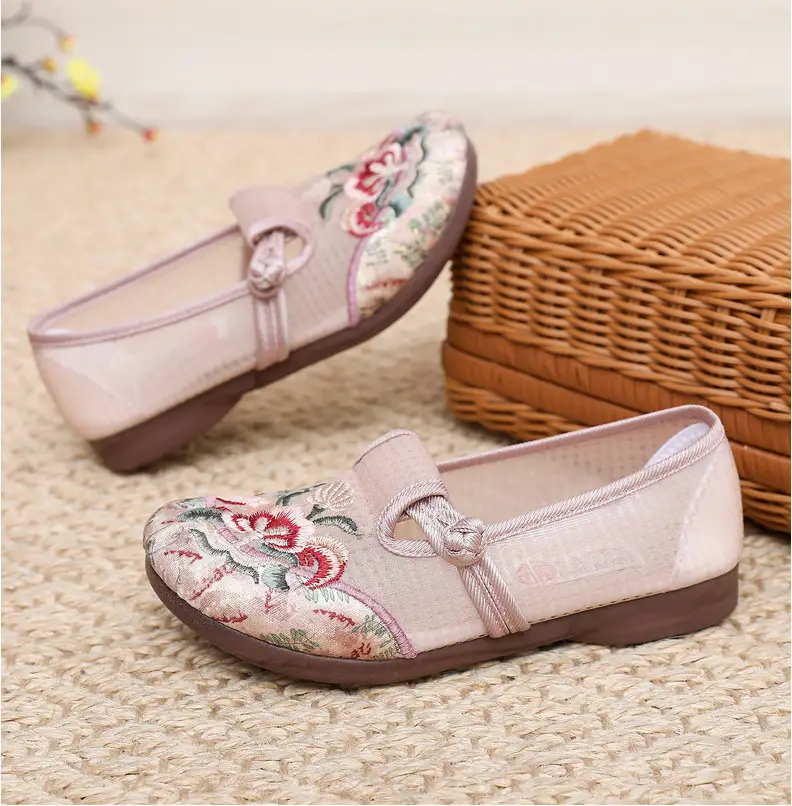 Old Beijing Cloth Shoes Women's Mesh Shoes Summer Slip-on Flat Moms Shoes Mesh Breathable Ethnic Style Embroidered Shoes — feature 26