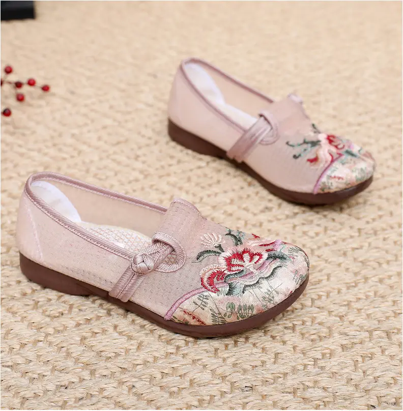 Old Beijing Cloth Shoes Women's Mesh Shoes Summer Slip-on Flat Moms Shoes Mesh Breathable Ethnic Style Embroidered Shoes — feature 27