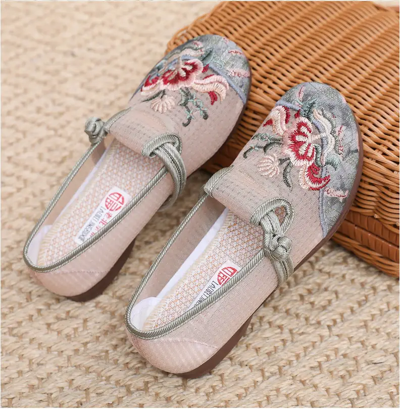 Old Beijing Cloth Shoes Women's Mesh Shoes Summer Slip-on Flat Moms Shoes Mesh Breathable Ethnic Style Embroidered Shoes — feature 33
