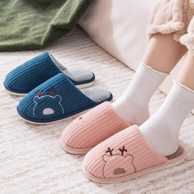 Autumn and Winter New Style Cixi Cotton Slippers, Postpartum Shoes, Summer Maternity Soft-Soled Warm Home Furry Slippers for Men Wholesale