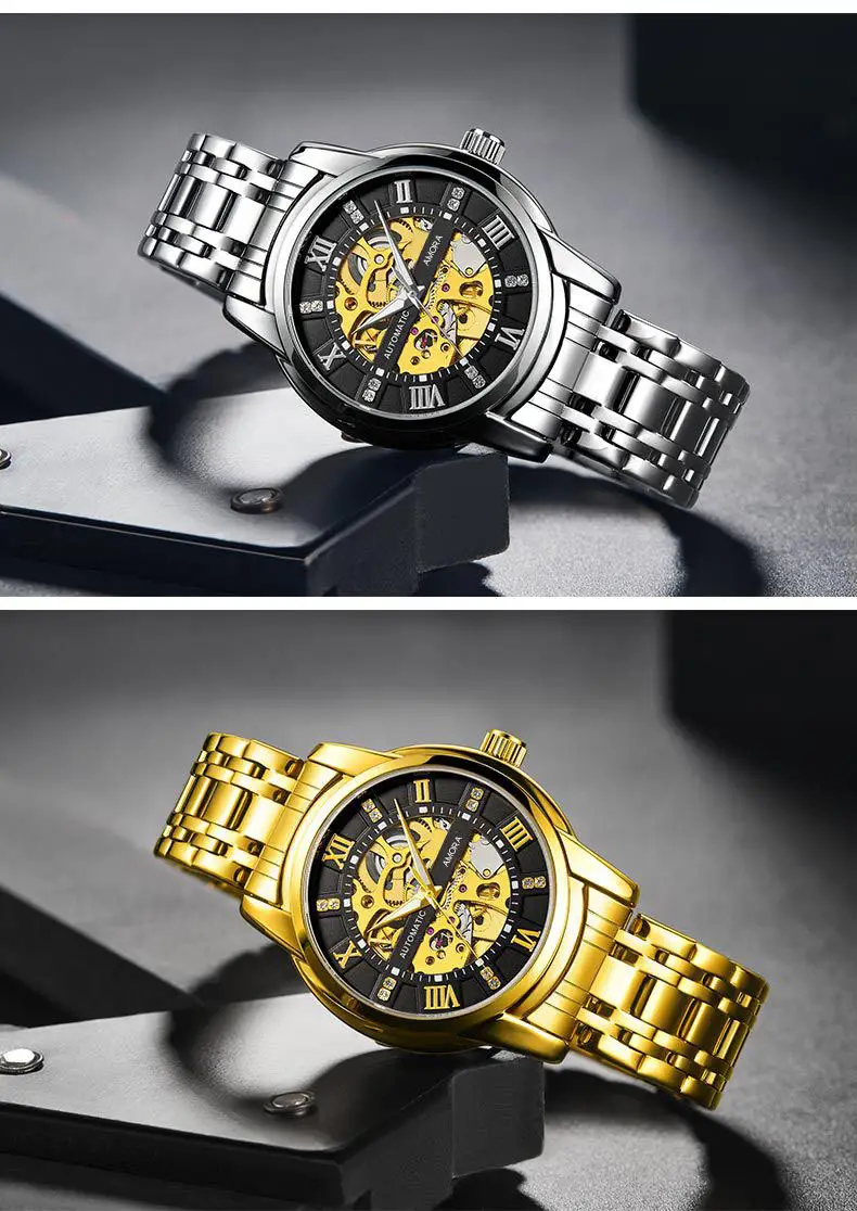 Men's Gold Automatic Mechanical Watch Waterproof Luminous — feature 14