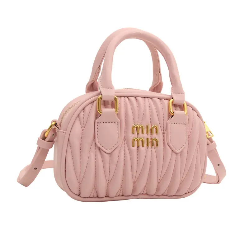 Pink Korean Style Embroidered Pillow Bag for Girls