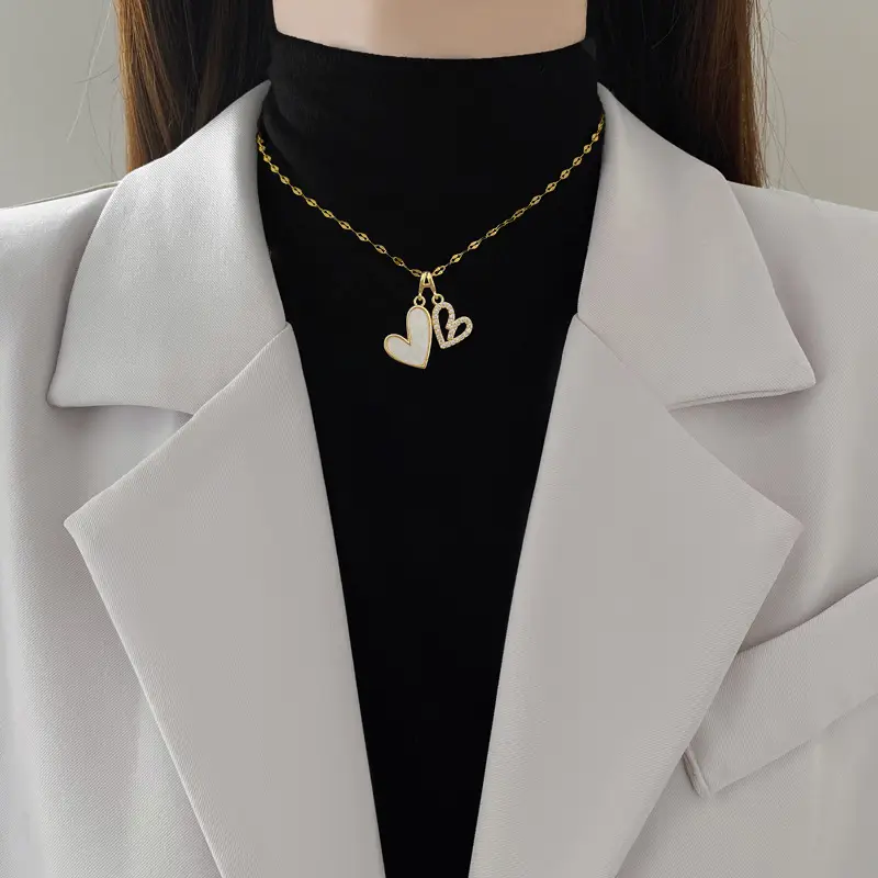 Titanium Steel Double Layer Love Necklace Women - Image 3