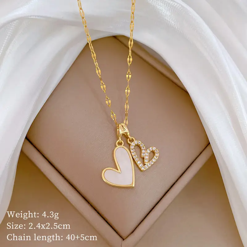 Titanium Steel Double Layer Love Necklace Women