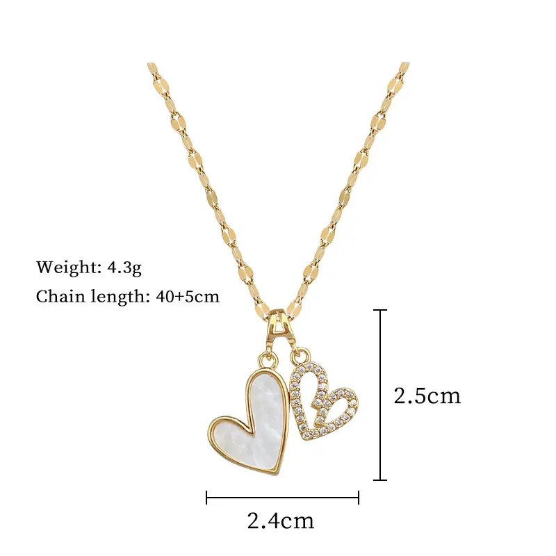 Titanium Steel Double Layer Love Necklace Women β feature 5