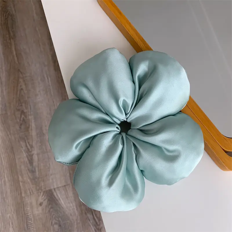 3D Flower Hair Ring Sponge Petal Hair Rope Mint Green - Image 2