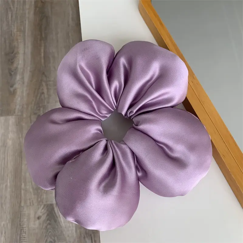 3D Flower Hair Ring Sponge Petal Hair Rope Mint Green - Image 6