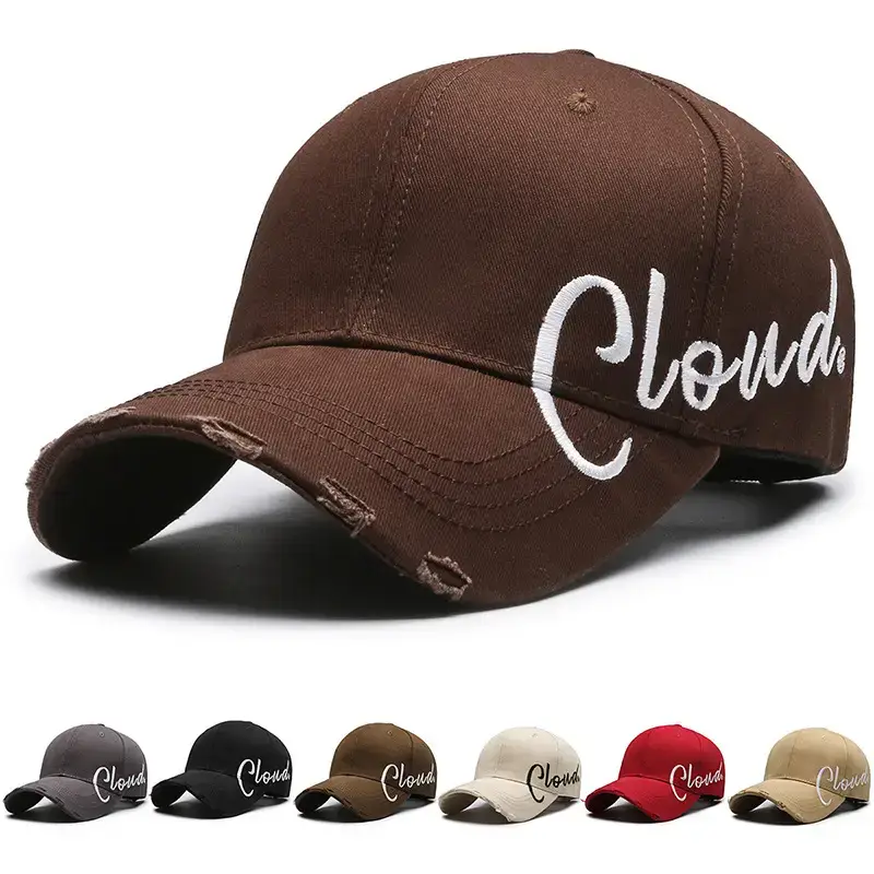 Men Brown Embroidered Baseball Cap with "Clouds" Design - Image 8