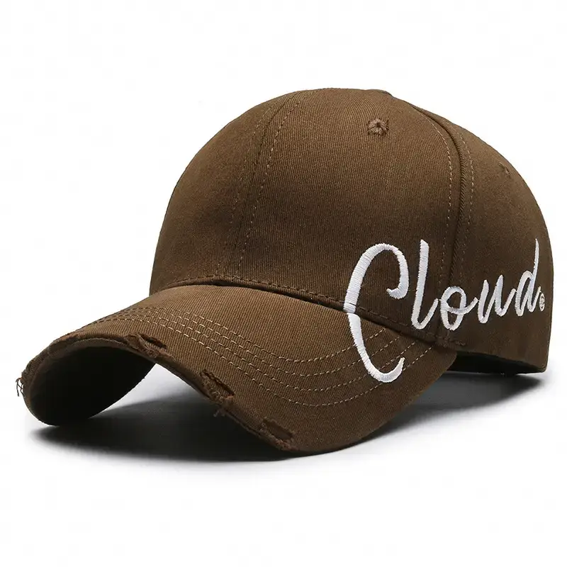Men Brown Embroidered Baseball Cap with "Clouds" Design - Image 12