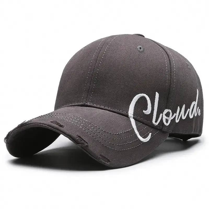 Men Brown Embroidered Baseball Cap with "Clouds" Design - Image 2