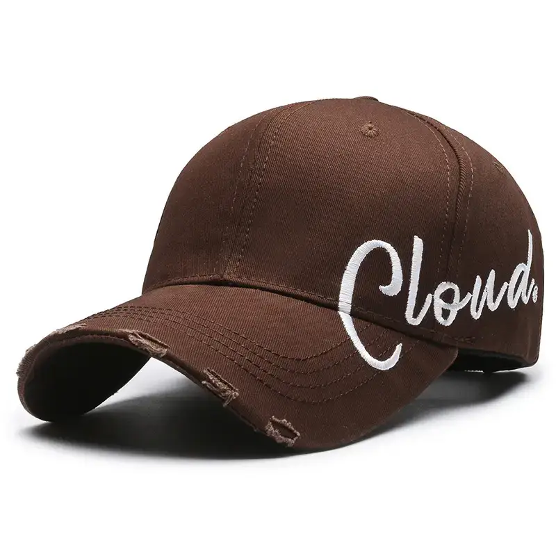 Men Brown Embroidered Baseball Cap with "Clouds" Design - Image 3