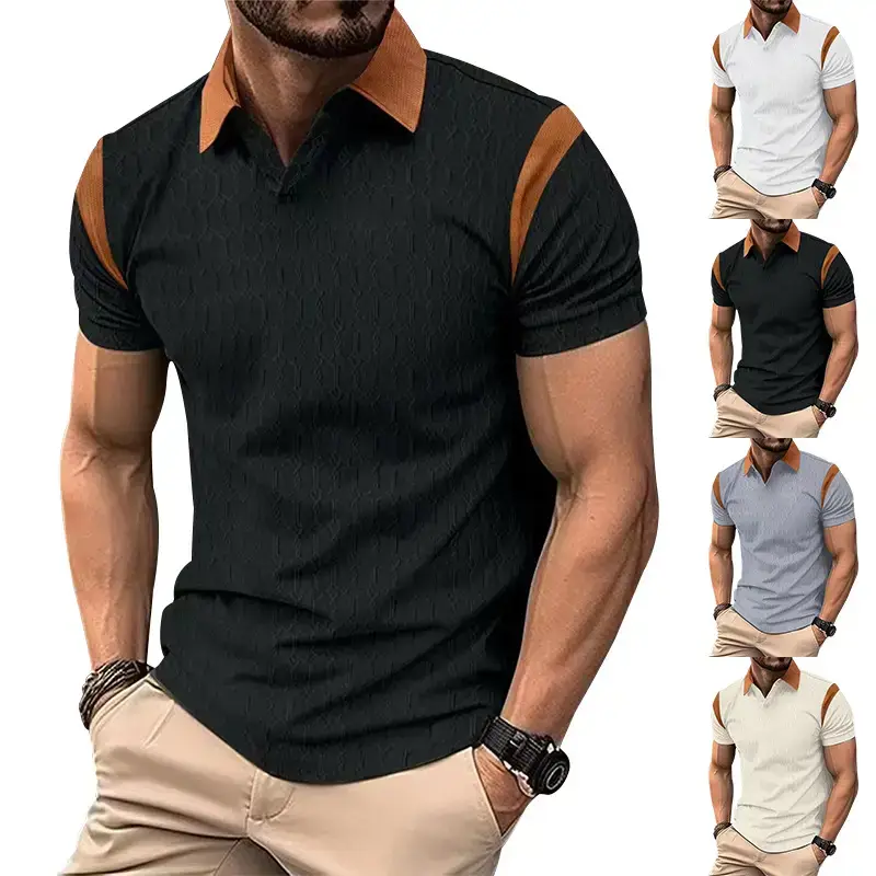 Men's 2025 Slim Fit Polo Shirt White Waffle Jacquard — feature 13