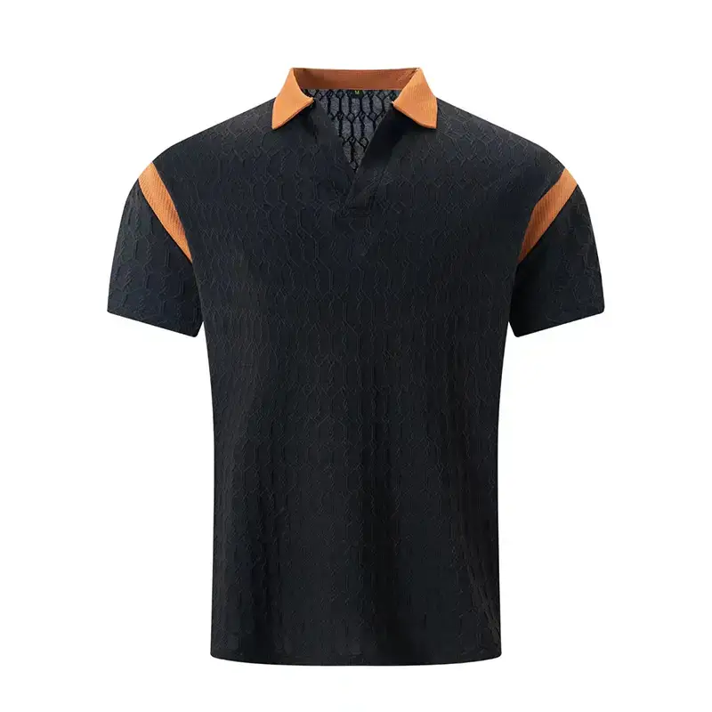 Men's 2025 Slim Fit Polo Shirt White Waffle Jacquard — feature 15