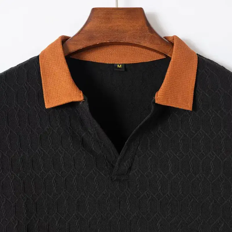 Men's 2025 Slim Fit Polo Shirt White Waffle Jacquard — feature 16