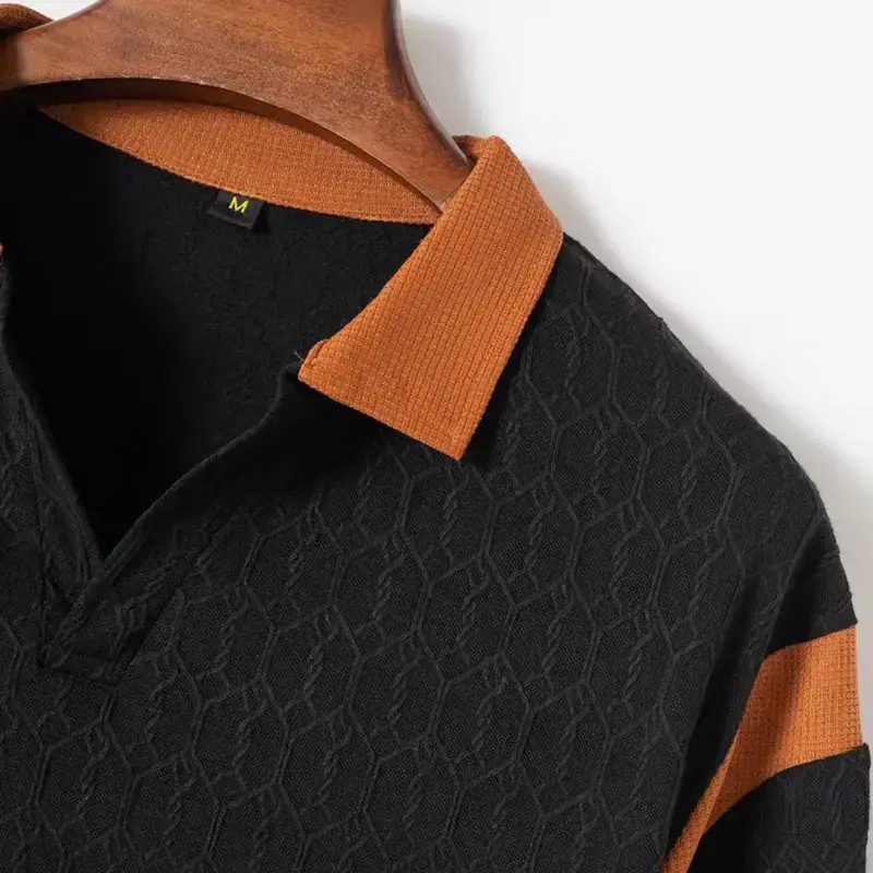 Men's 2025 Slim Fit Polo Shirt White Waffle Jacquard — feature 17