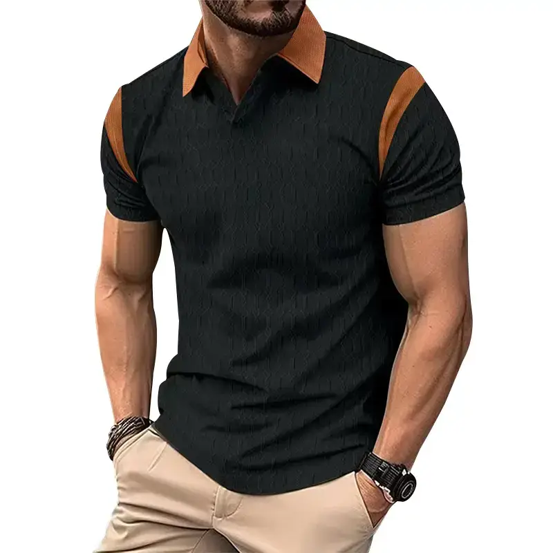 Men's 2025 Slim Fit Polo Shirt White Waffle Jacquard — feature 20
