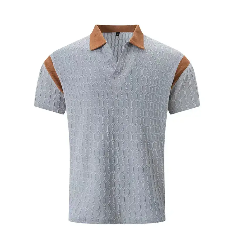 Men's 2025 Slim Fit Polo Shirt White Waffle Jacquard — feature 23