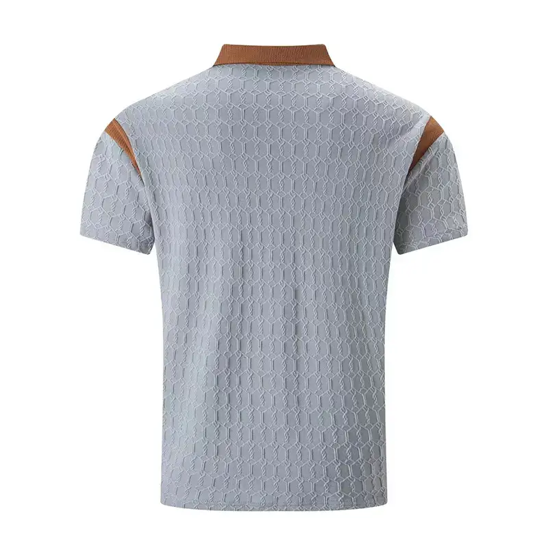 Men's 2025 Slim Fit Polo Shirt White Waffle Jacquard — feature 24