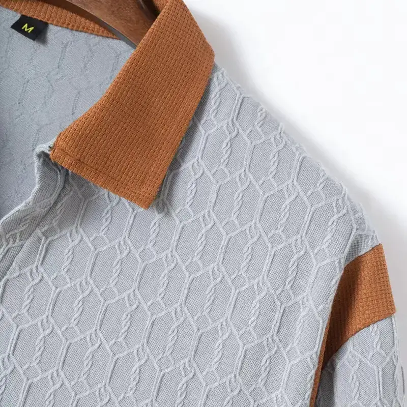 Men's 2025 Slim Fit Polo Shirt White Waffle Jacquard — feature 25