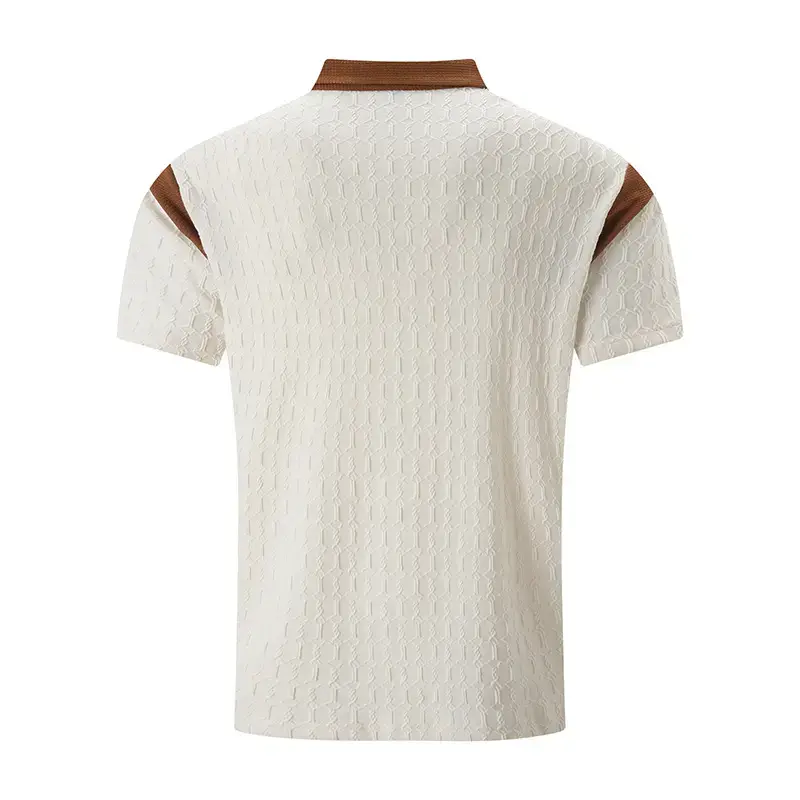 Men's 2025 Slim Fit Polo Shirt White Waffle Jacquard — feature 34