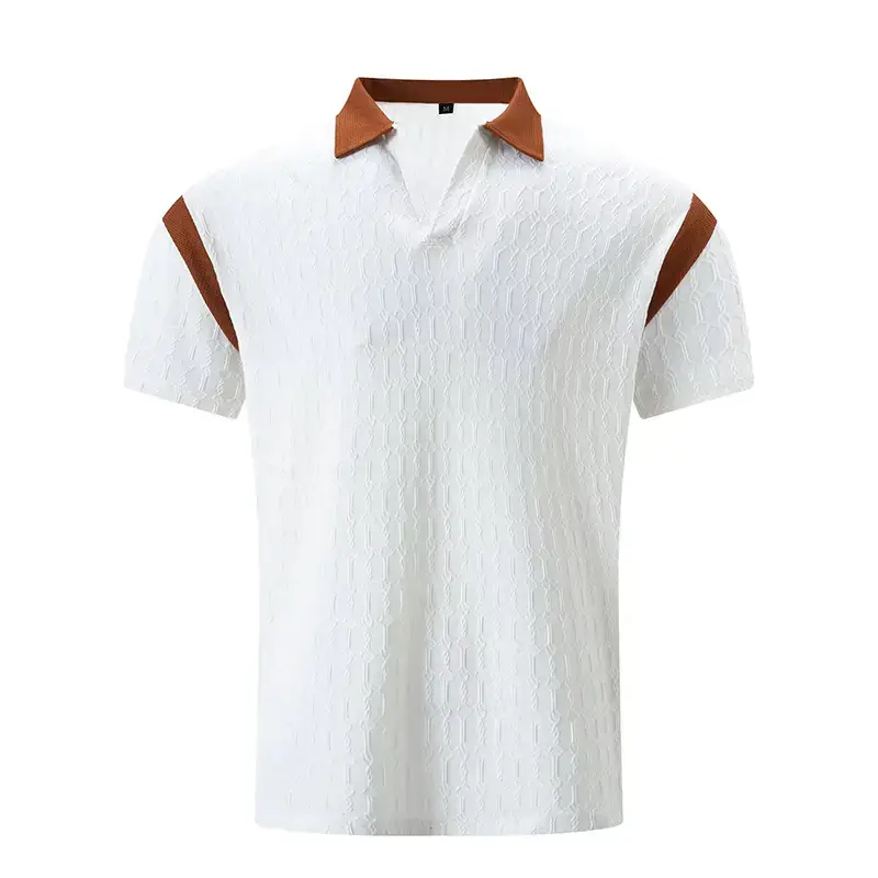 Men's 2025 Slim Fit Polo Shirt White Waffle Jacquard — feature 5