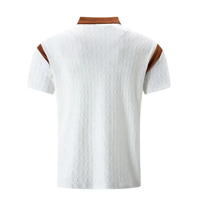 Men's 2025 Slim Fit Polo Shirt White Waffle Jacquard — feature 6