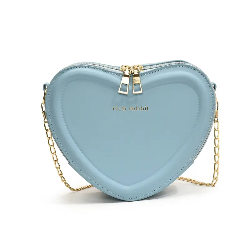 Heart Shaped Orange Women's Chain Crossbody Bag - Image 6