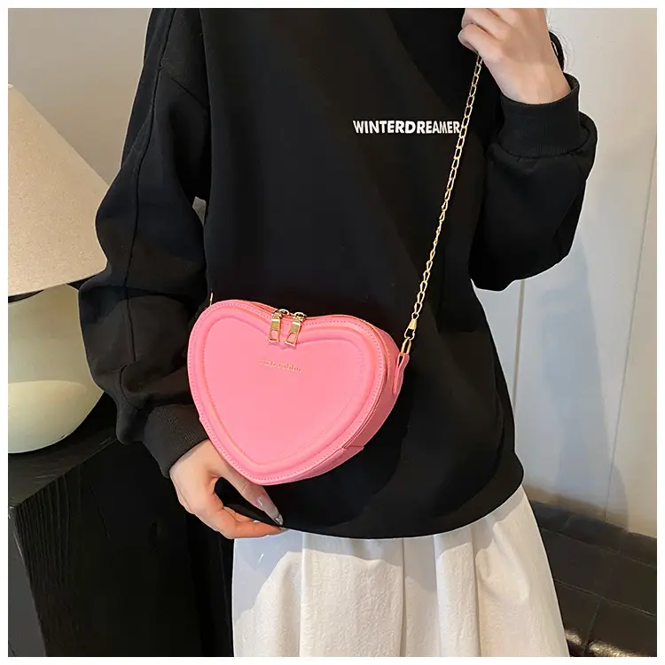 Heart Shaped Orange Women's Chain Crossbody Bag — feature 10