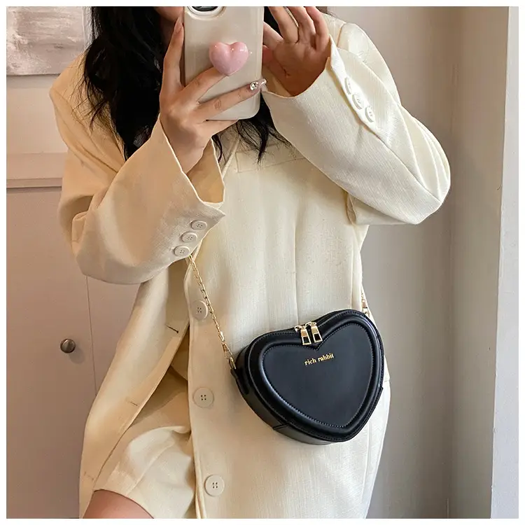 Heart Shaped Orange Women's Chain Crossbody Bag — feature 14
