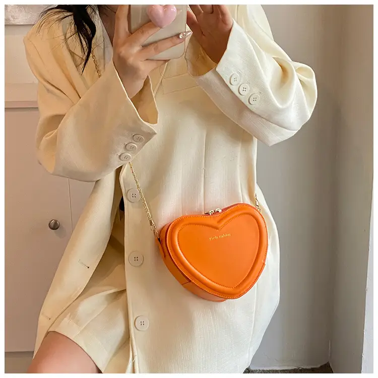 Heart Shaped Orange Women's Chain Crossbody Bag — feature 17