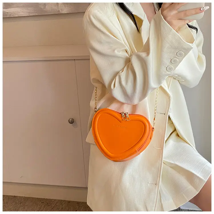 Heart Shaped Orange Women's Chain Crossbody Bag — feature 18