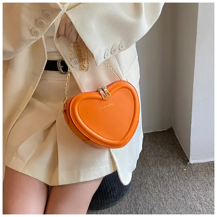 Heart Shaped Orange Women's Chain Crossbody Bag — feature 19