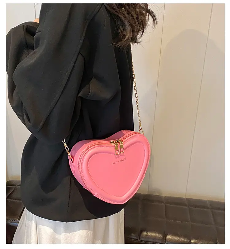 Heart Shaped Orange Women's Chain Crossbody Bag — feature 2