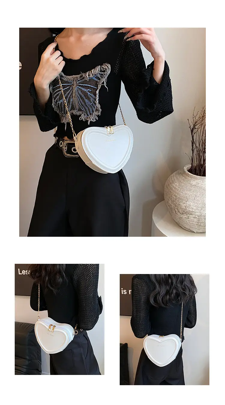 Heart Shaped Orange Women's Chain Crossbody Bag — feature 30