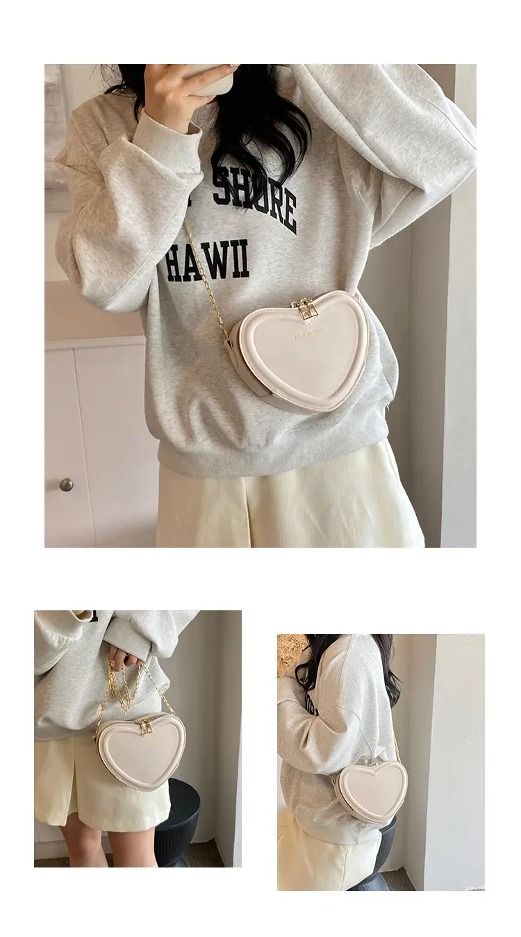 Heart Shaped Orange Women's Chain Crossbody Bag — feature 32