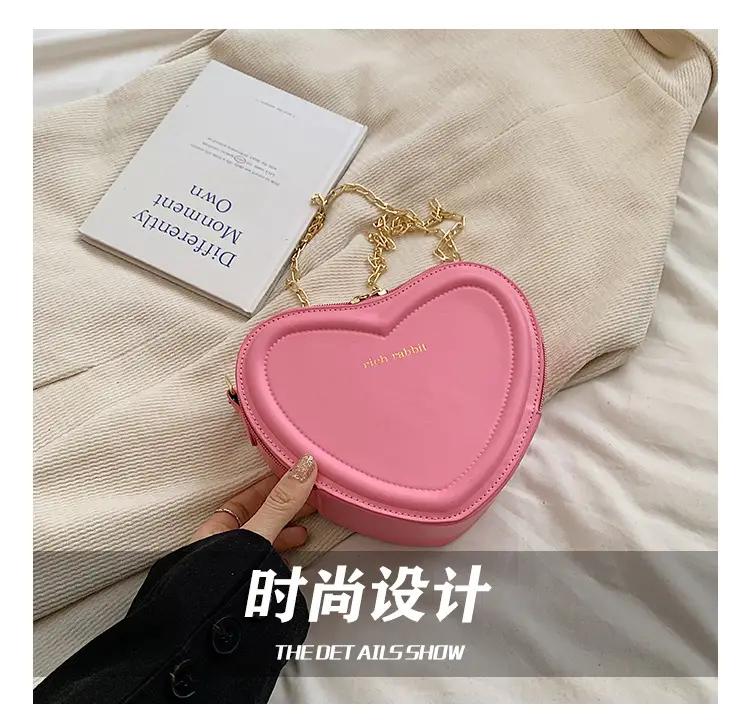 Heart Shaped Orange Women's Chain Crossbody Bag — feature 6