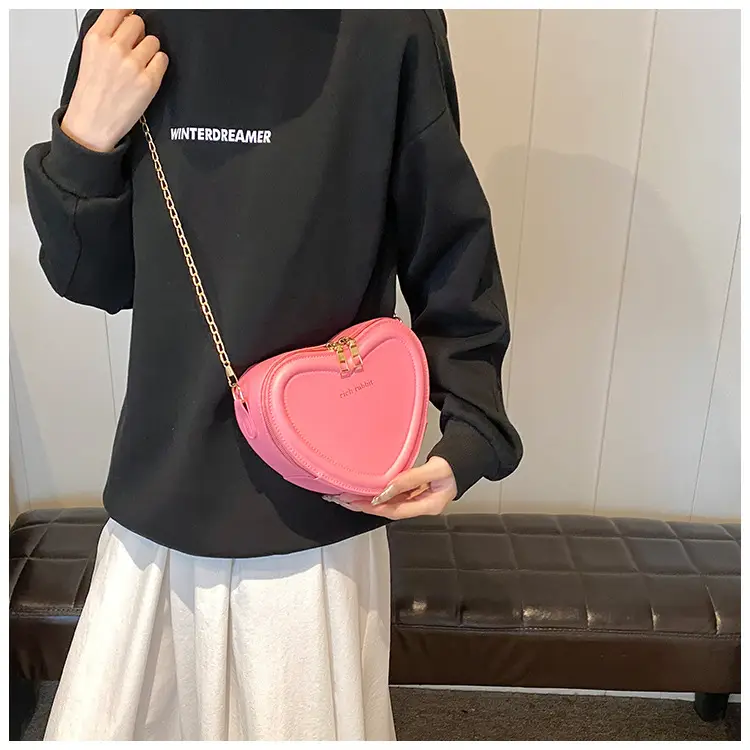Heart Shaped Orange Women's Chain Crossbody Bag — feature 8