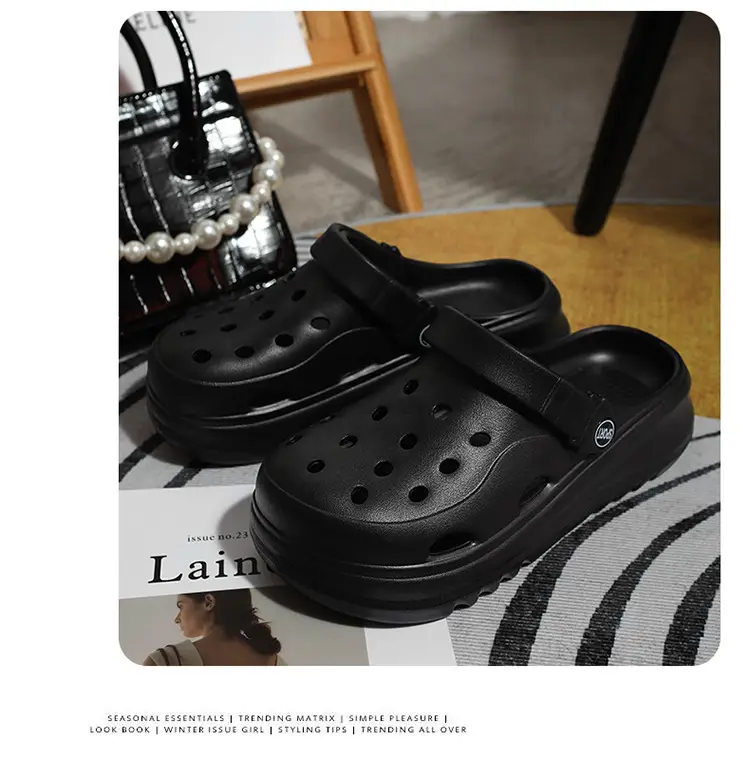 Women's Thick Sole Cave Shoes 2024 New Summer Outwear Heel Seaside Non-Slip Beach Puffin Sandals — feature 12