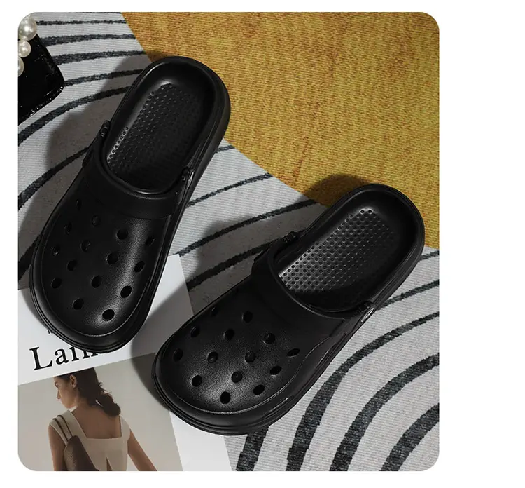 Women's Thick Sole Cave Shoes 2024 New Summer Outwear Heel Seaside Non-Slip Beach Puffin Sandals — feature 13