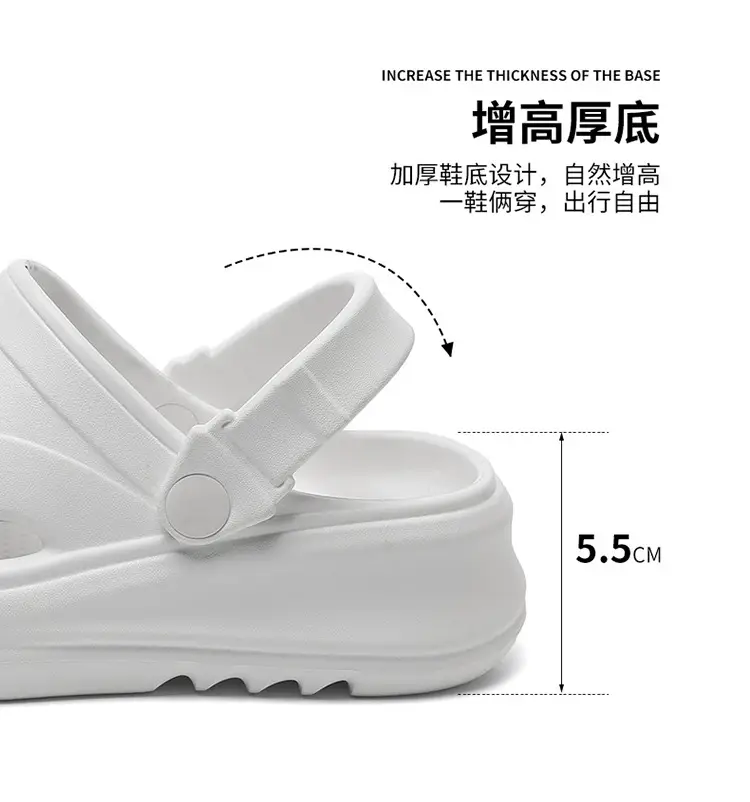 Women's Thick Sole Cave Shoes 2024 New Summer Outwear Heel Seaside Non-Slip Beach Puffin Sandals — feature 4