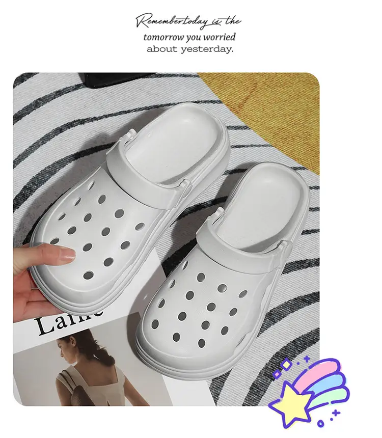 Women's Thick Sole Cave Shoes 2024 New Summer Outwear Heel Seaside Non-Slip Beach Puffin Sandals — feature 9