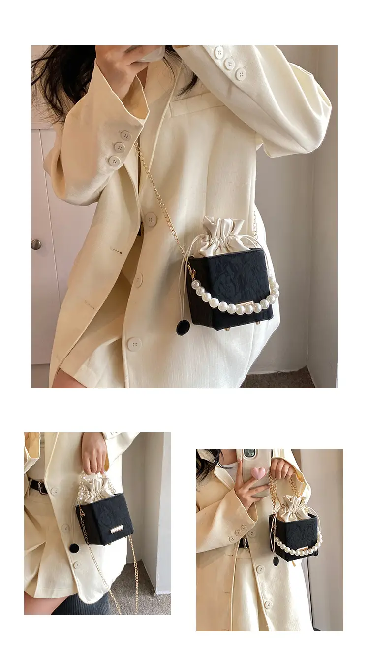 Pearl Chain Bucket Bag Women Pink 2024 Spring Summer — feature 21
