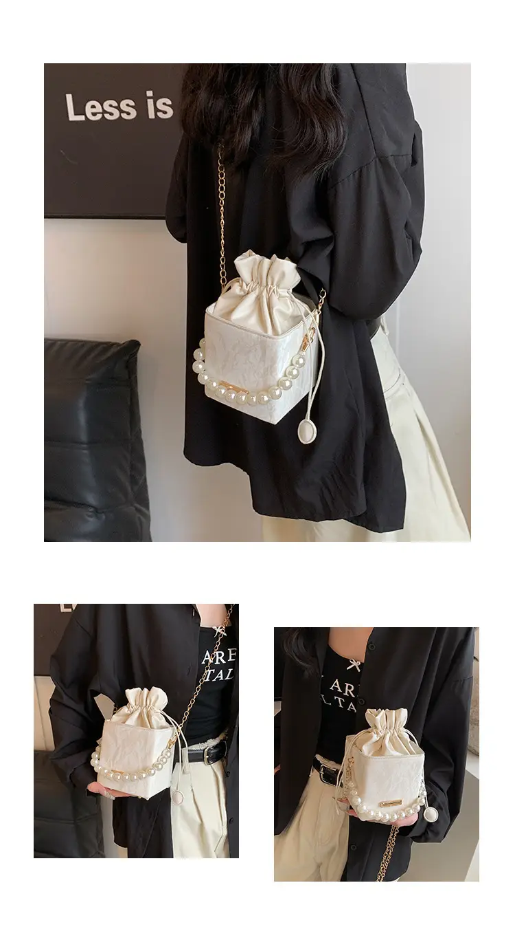 Pearl Chain Bucket Bag Women Pink 2024 Spring Summer — feature 23