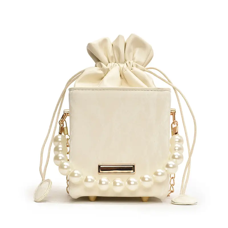 Pearl Chain Bucket Bag Women Pink 2024 Spring Summer - Image 2