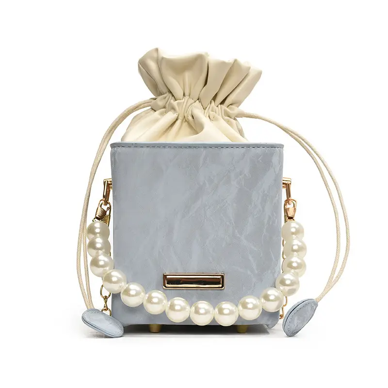 Pearl Chain Bucket Bag Women Pink 2024 Spring Summer - Image 4