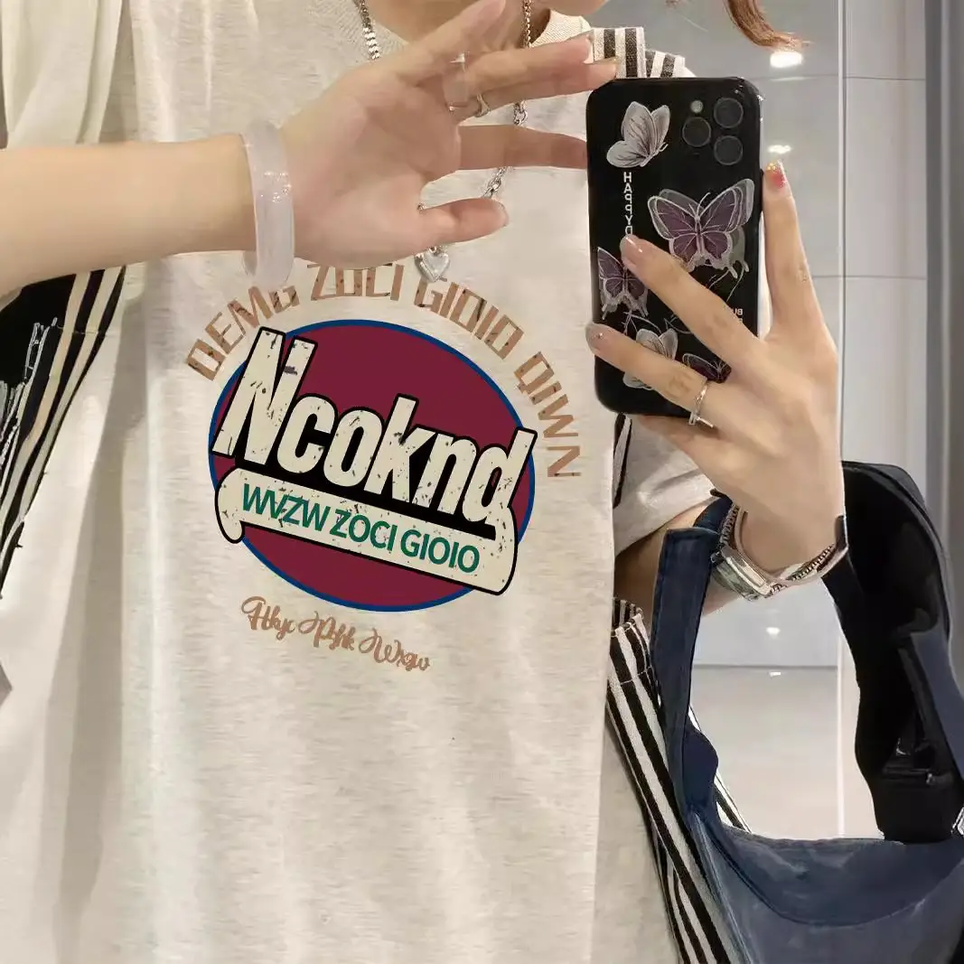 Fat mm Pure Cotton Right Shoulder Large Size Short-sleeved T-shirt Women's Summer Design Niche Korean Style American Loose Half-sleeved Top - Image 2